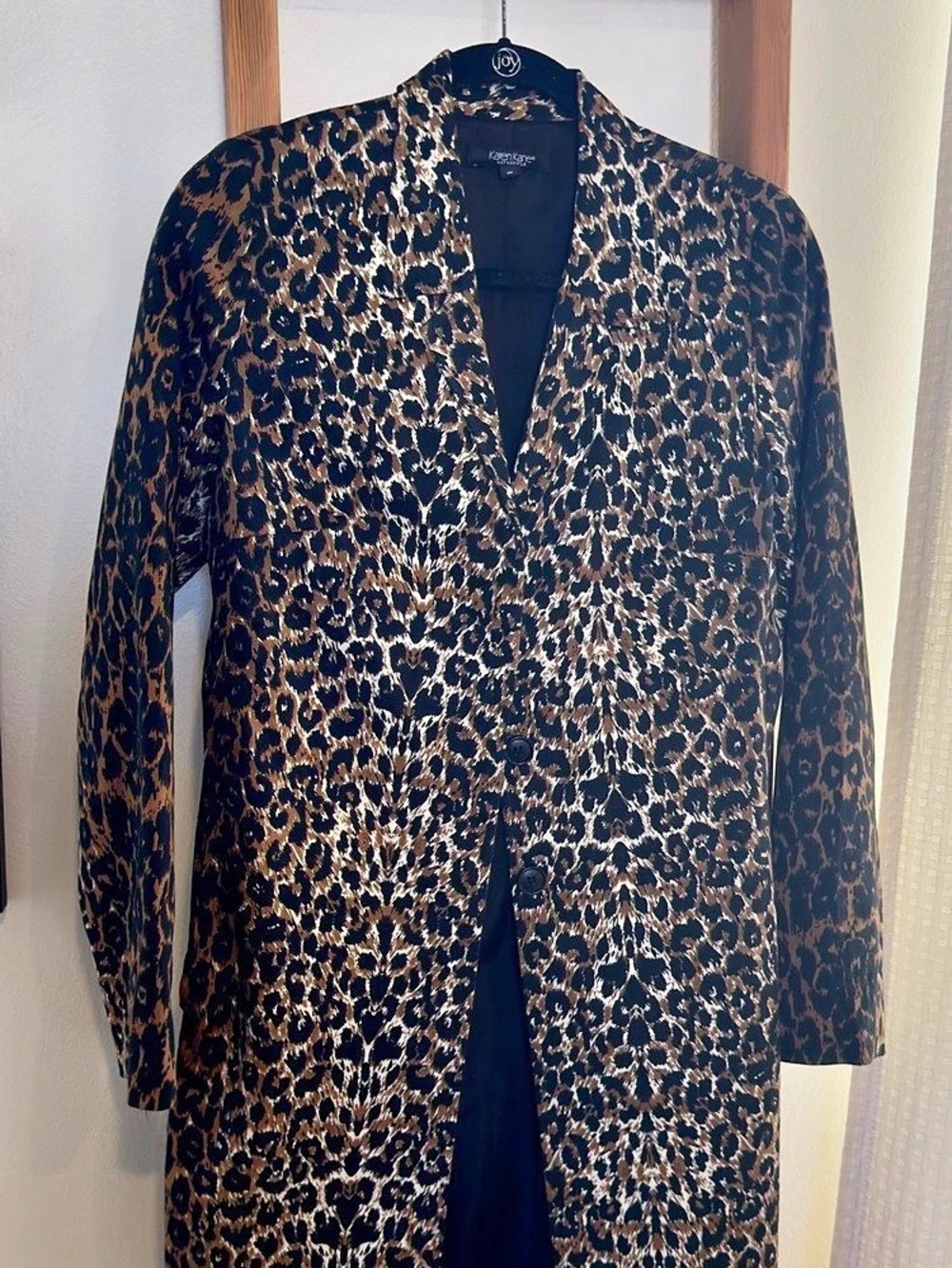Karen Kane Animal Print Coat Black & Brown Size Medium